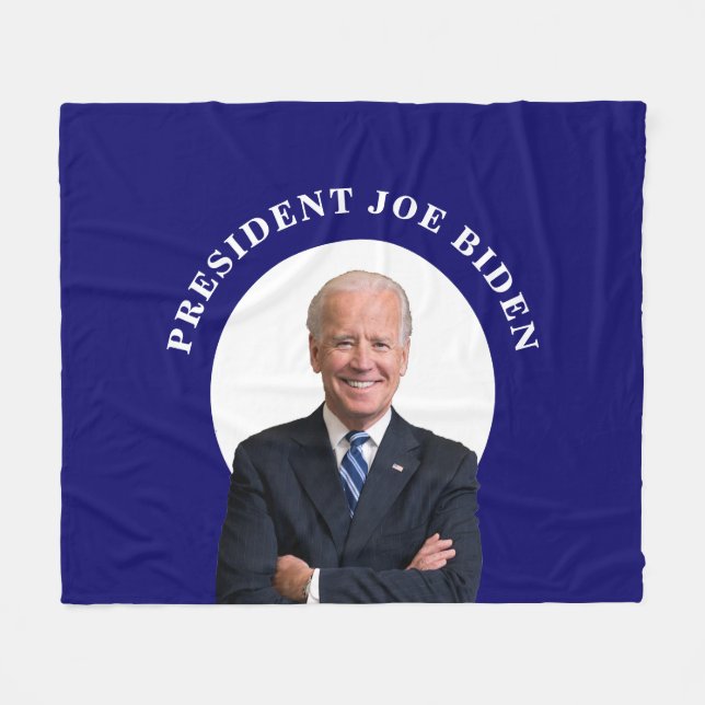 Couverture Polaire Le président Joe Biden Portrait en bleu (Devant (Horizontal))