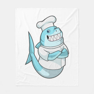 Couverture Polaire Le requin comme chef avec tablier de Cuisine