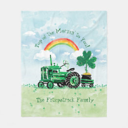Couverture Polaire Le shamrock vert vintage de tracteur ajoutent le