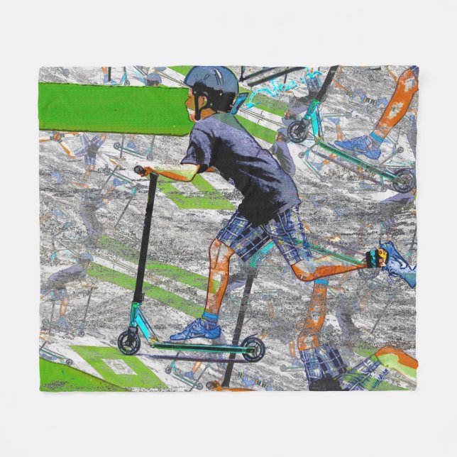 Couverture Polaire Le Speedster - Stunt Scooter Fleece Blanket (Devant (Horizontal))