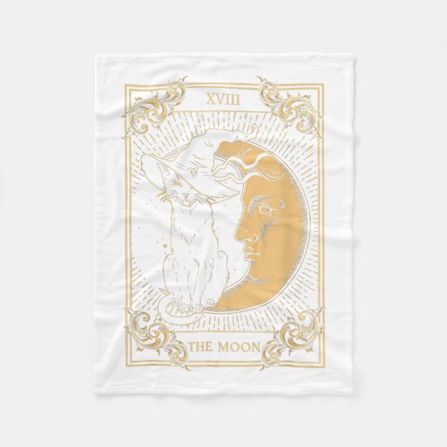 Couverture Polaire Le Tarot Lune Xvii Inspiré Chat Noir sorcier Casqu (Devant)
