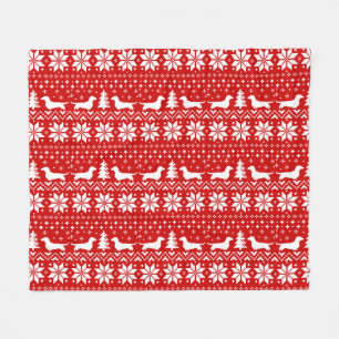 Couverture Polaire Le teckel silhouette le motif de Noël