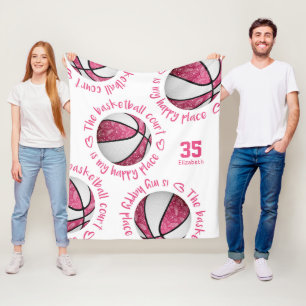 Couverture Polaire le terrain de basket-ball boho rose est mon endroi