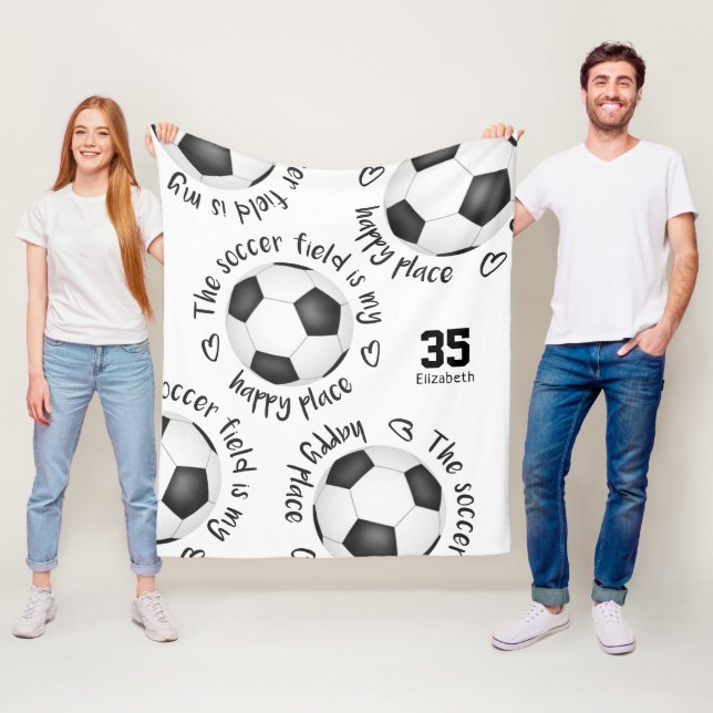 Couverture Polaire Le terrain de football est mon endroit heureux fil (En situation)