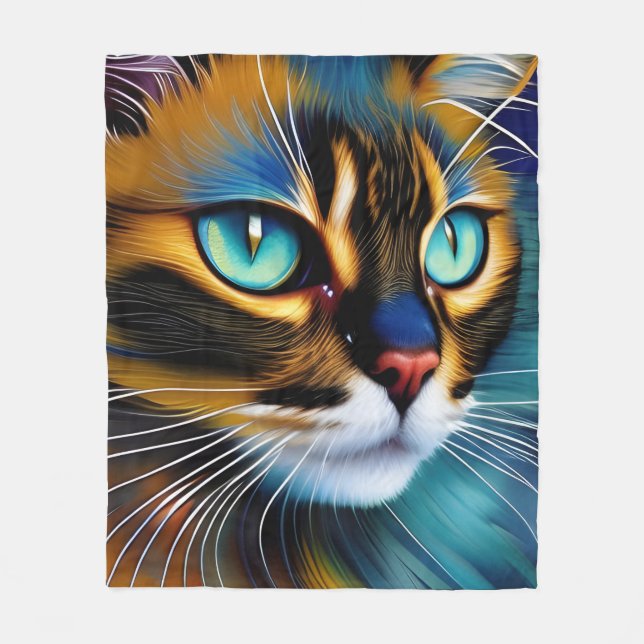 Couverture Polaire Le visage d'un mignon Lynx pointe Siamese (Devant)