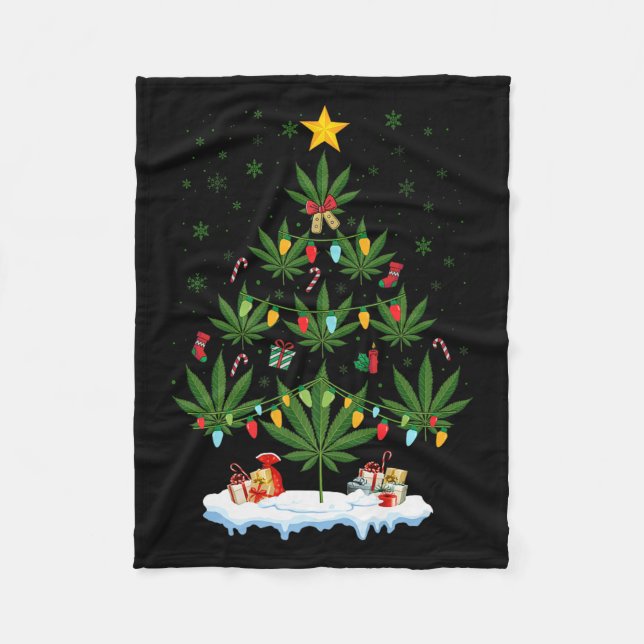 Couverture Polaire Leaf Christmas Tree Weed Stoner Xmas Premium  (Devant)
