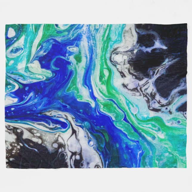 Couverture Polaire L'écoulement de la peinture abstraite de la rivièr (Devant (Horizontal))