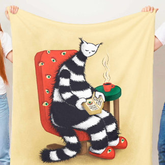 Couverture Polaire Lecteur de livre de chat