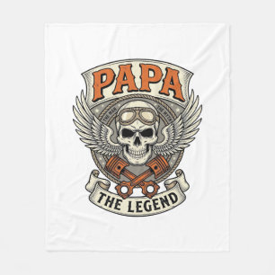 Couverture Polaire Légende de crâne de motard Papa vintage