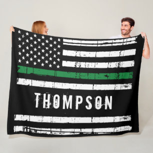 Couverture Polaire Léger drapeau de ligne verte Personnalisé milita