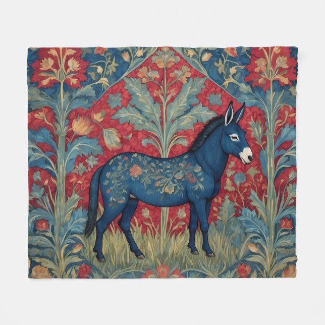 Couverture Polaire L'Élégant Donkey William Morris Inspiré Motif (Devant (Horizontal))