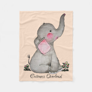 Couverture Polaire L'éléphant mignon de bébé d'aquarelle avec