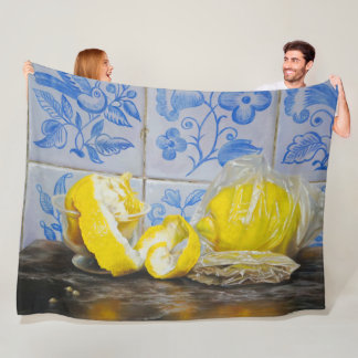 Couverture Polaire Lemons and Azulejos — Classic Blue & Yellow Still