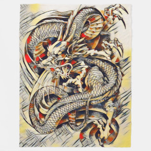 Couverture Polaire L'empereur chinois légendaire Dragon Scroll Abstra