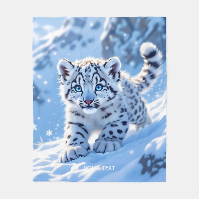 Couverture Polaire Léopard bébé neige mignon fantastique (Devant)