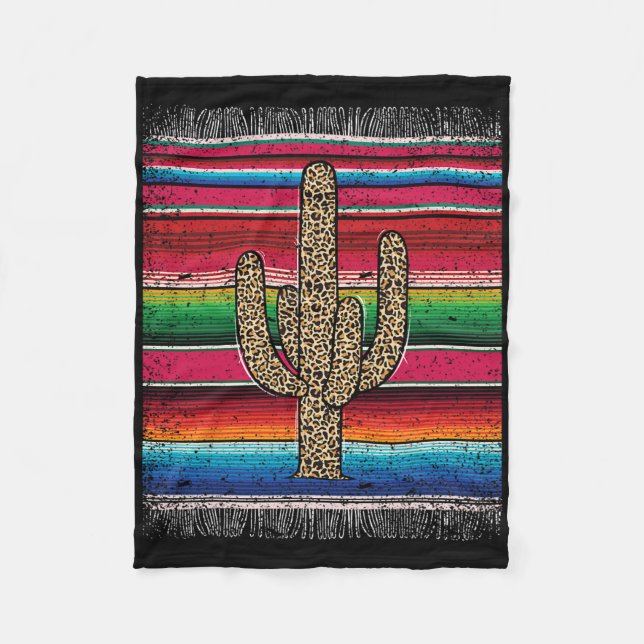 Couverture Polaire Leopard Cactus Mexicain Serape Cinco De Mayo Femme (Devant)