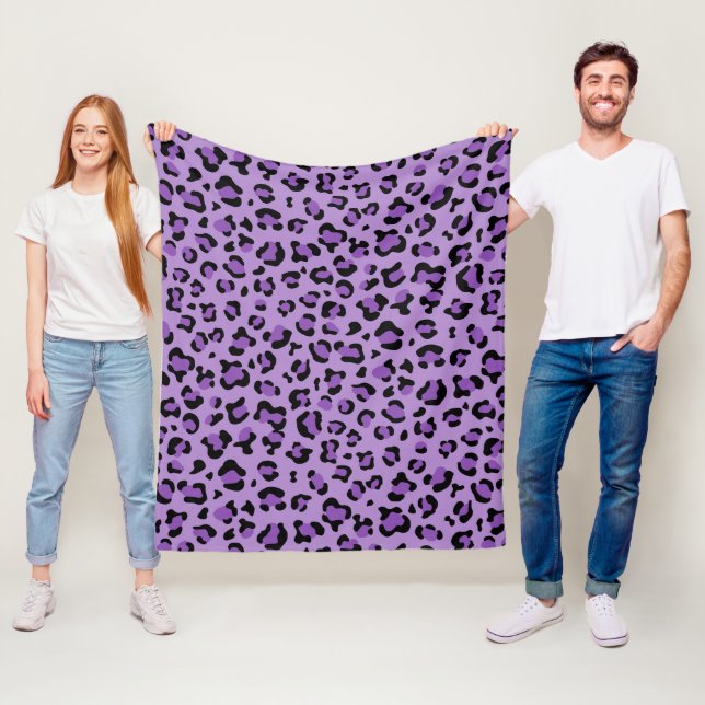 Couverture Polaire Leopard Print, Léopard Spots, Purple Leopard (En situation)