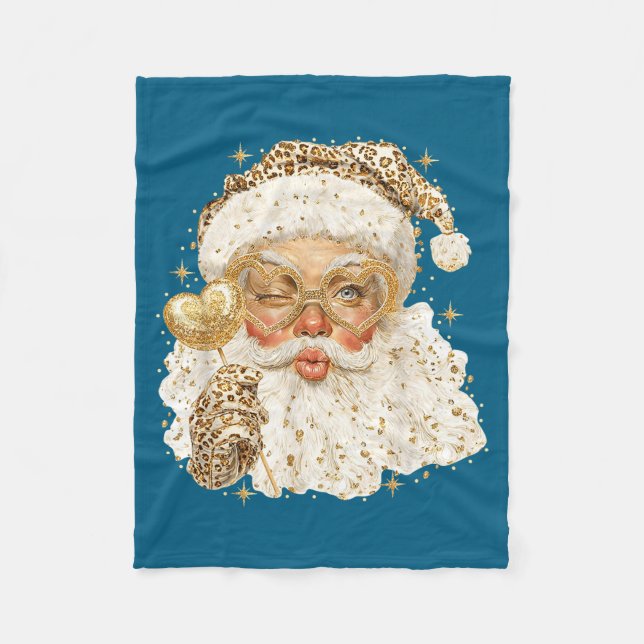 Couverture Polaire Leopard Santa Christmas Funny Gift For Women, Girl (Devant)