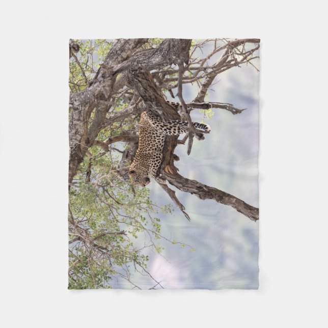 Couverture Polaire Leopard sur un arbre (Devant)