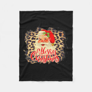 Couverture Polaire Leopard Vintage Père Noël Joyeux Noël Père Noël