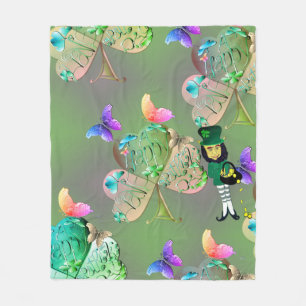 Couverture Polaire Leprechaun & Blanche en polaire Shamrock