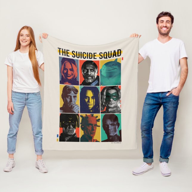 Couverture Polaire L'équipe du suicide | Grille Rétro Avec Harley Qui (En situation)