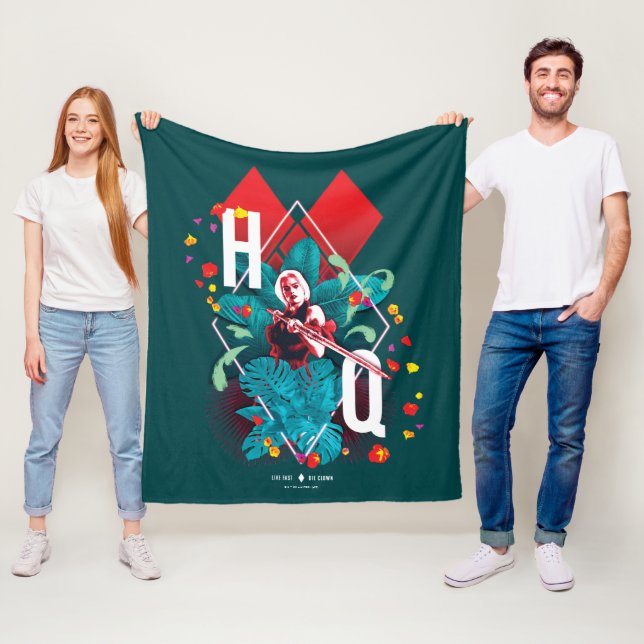 Couverture Polaire L'équipe du suicide | Harley Quinn Floral Diamond (En situation)