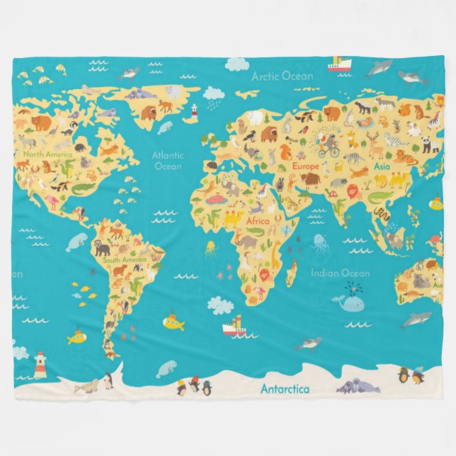 Couverture Polaire Les animaux du monde (Devant (Horizontal))