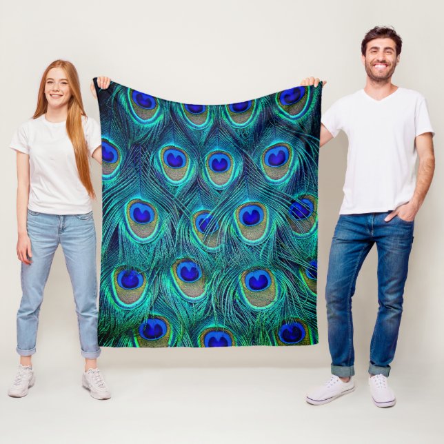 Couverture Polaire Les belles plumes ouvertes d'un paon    (En situation)