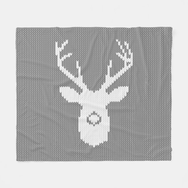 Couverture Polaire Les cerfs communs silhouettent dans le tricot laid (Devant (Horizontal))