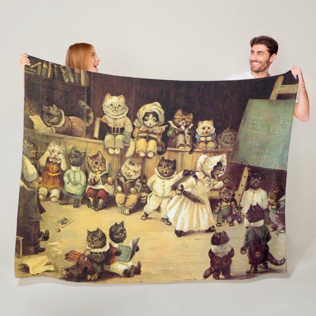 Couverture Polaire Les chatons d'une école de chats, Louis Wain (En situation)