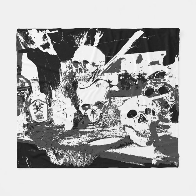 Couverture Polaire Les crânes l'emportent - Conception Halloween (Devant (Horizontal))