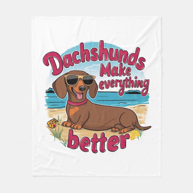 Couverture Polaire Les Dachshunds rendent tout meilleur (Devant)