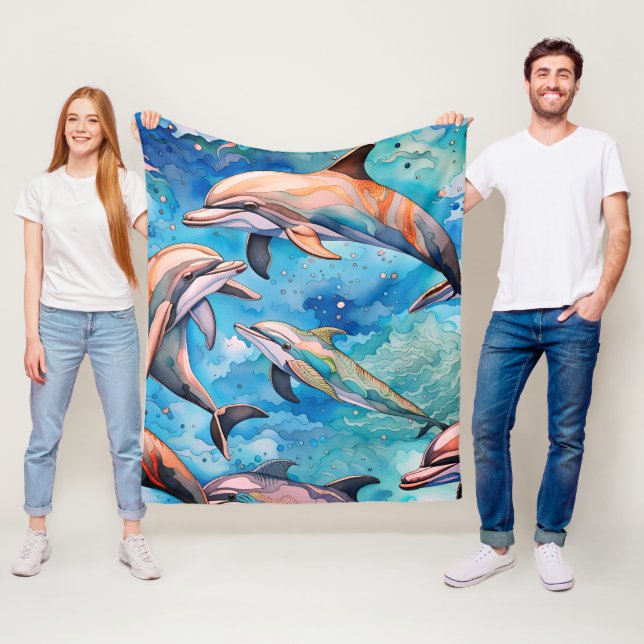 Couverture Polaire Les dauphins nageant dans la mer (En situation)