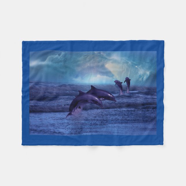 Couverture Polaire Les dauphins s'amusent et jouent (Devant (Horizontal))