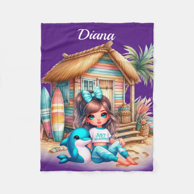 Couverture Polaire Les filles personnalisées nom plage (Devant)