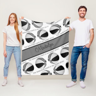 Couverture Polaire les filles terrain de basket gris noir mon endroit