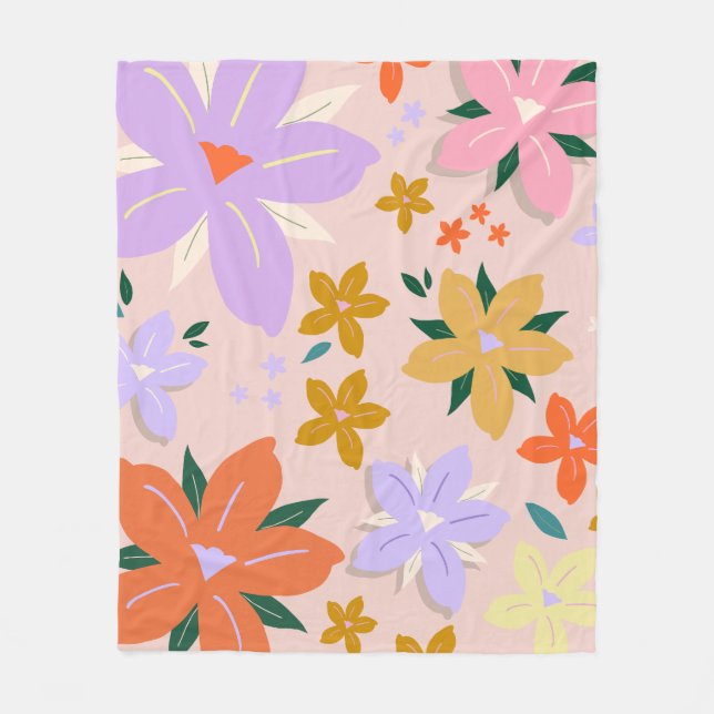 Couverture Polaire Les Fleurs 04 Retro Colorful Floral (Devant)