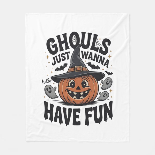Couverture Polaire Les goules veulent juste s'amuser Halloween Citrou (Devant)