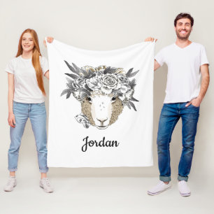 Couverture Polaire Les moutons floraux de halo ajoutent votre nom