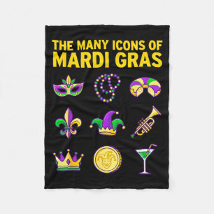 Couverture Polaire Les nombreuses icônes de Mardi Gras Graphique viol