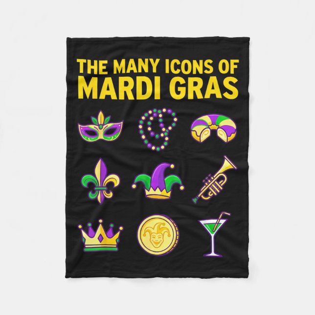 Couverture Polaire Les nombreuses icônes de Mardi Gras Graphique viol (Devant)
