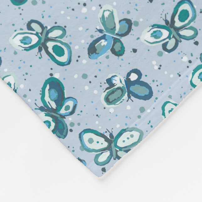 Couverture Polaire Les papillons Doodle Bugs - bleu - motif sans soud (Coin)