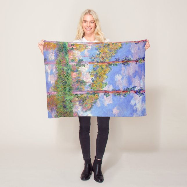 Couverture Polaire Les peupliers au soleil, Monet (En situation)
