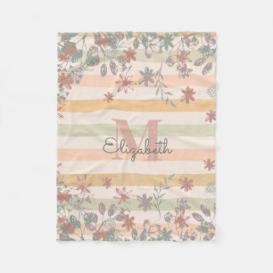 Couverture Polaire Les rayures florales chics vintages avec ajoutent
