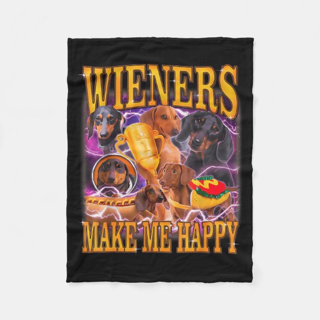 Couverture Polaire Les saucisses me rendent heureux Funny Dachshund A (Devant)