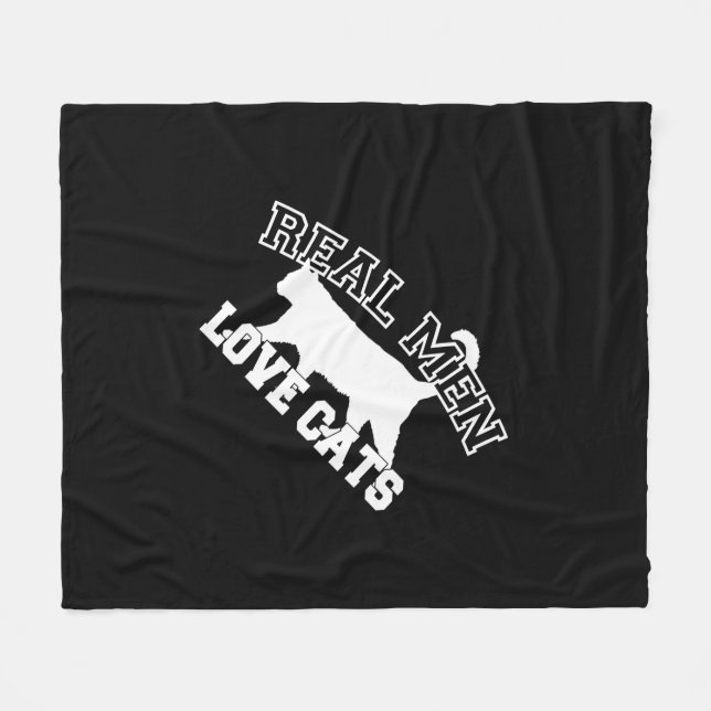 Couverture Polaire Les vrais hommes aiment les chats (Devant (Horizontal))