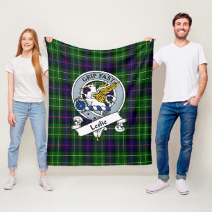 Couverture Polaire Leslie Chasse Clan Badge Tartan Plaid