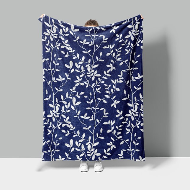 Couverture Polaire L'étreinte de la nature Navy Blanc (Créateur téléchargé)