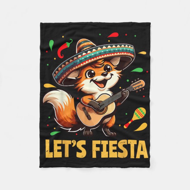 Couverture Polaire Lets Fiesta Fox Sombrero Cinco De Mayo Mexicain en (Devant)